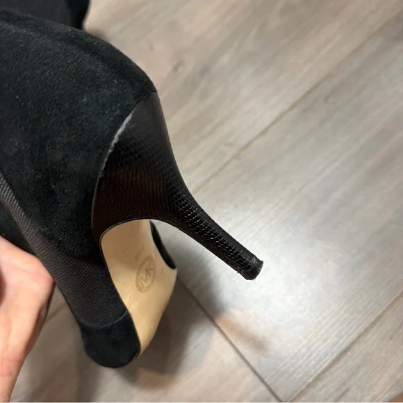 MICHAEL KORS Hamilton Black Suede Pointed-Toe Ankle Bootie with Buckle - Picture 6 of 11